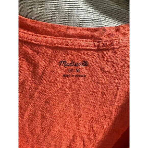 Madewell Top Womens M Orange V-Neck Tank Sleeveless Cotton Solid Knit Pullover - Picture 4 of 5